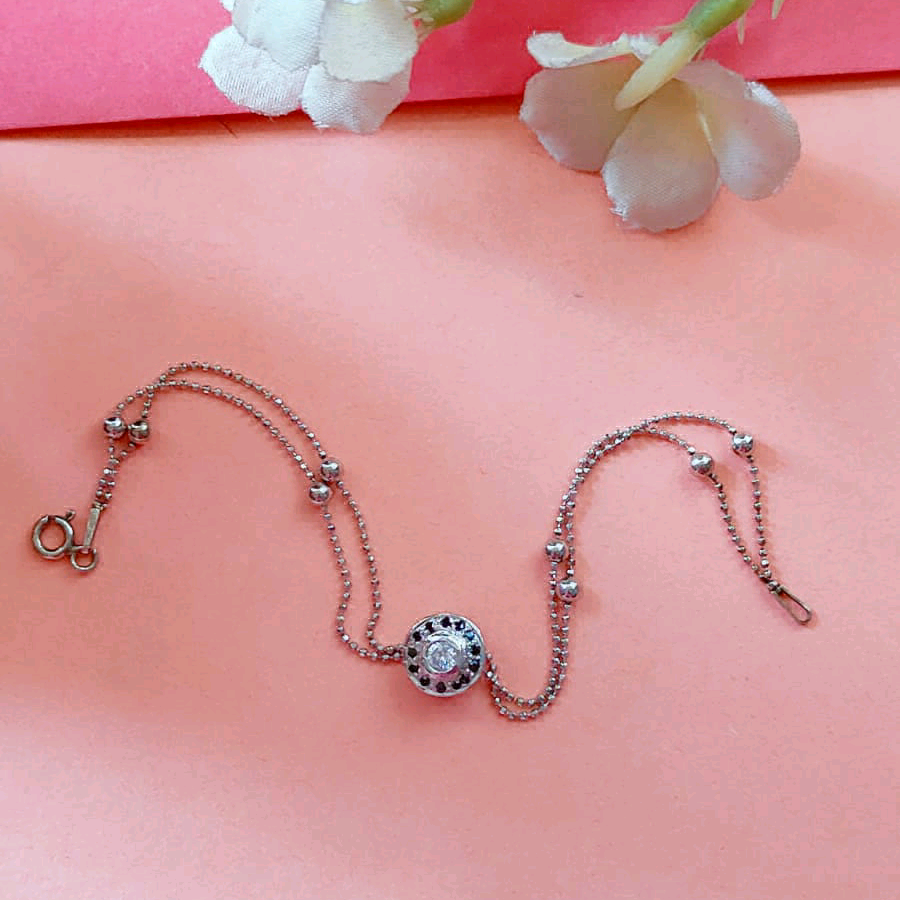 Two Layer Silver Beads CZ Bracelet 